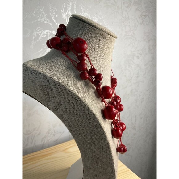 Tagua Necklace Red Organic Tagua Nut Jewelry - Picture 2 of 5